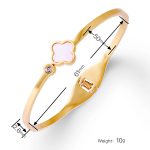 18K Gold Plated Single White Clover Bangle