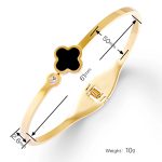 18K Gold Plated Single Black Clover Bangle