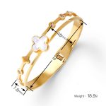 18K Gold Plated Elegant White Clover Bangle