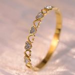 18K Gold Plated Heart Bangle