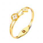 18K Gold Plated Delicate Clover Gold Bangle