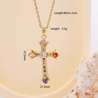 18K Gold Plated Stylish Cross Necklace