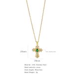 18K Gold Plated Green Cross Necklace